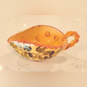 Vintage Italian Handcrafted Pottery Leaf Creamer/Gravy Dish
